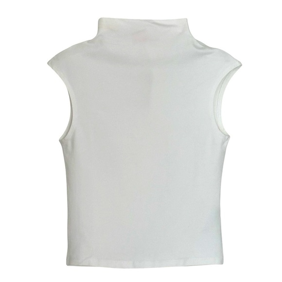 NEW J. CREW Fitted Mockneck Tank Top in White Stretch Cotton Blend Size XS - Picture 2 of 6